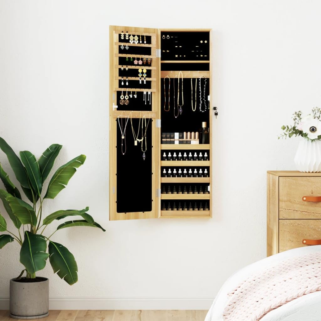 Artykuły domowe, szafka na biżuterię z lustrem montowana na ścianie 30 x 8,5 x 106 cm, meble garniturowe
