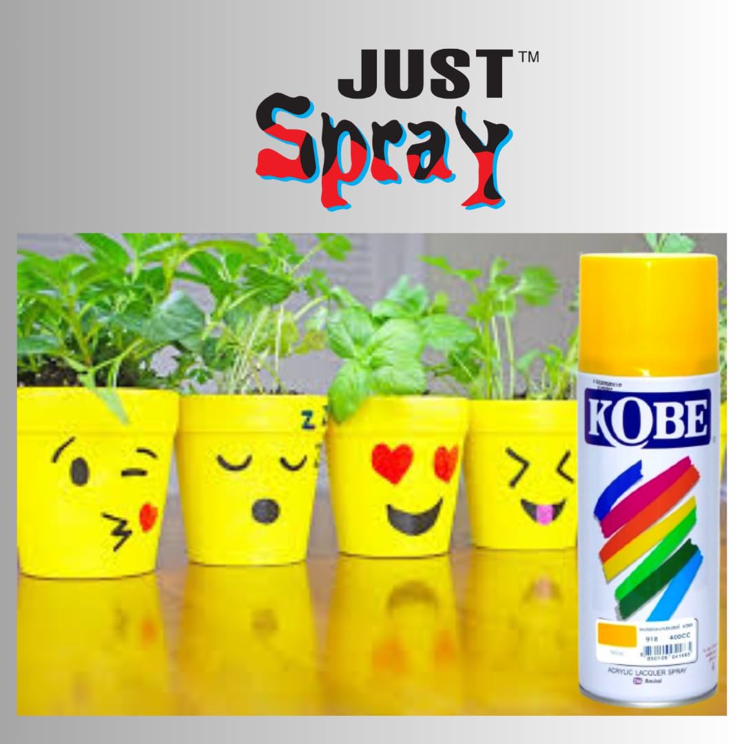 Kobe Spray Paint Yellow Gloss Finish Acrylic Multipurpose 400ml for Metal, Wood, and Walls | DIY, Quick Drying 2