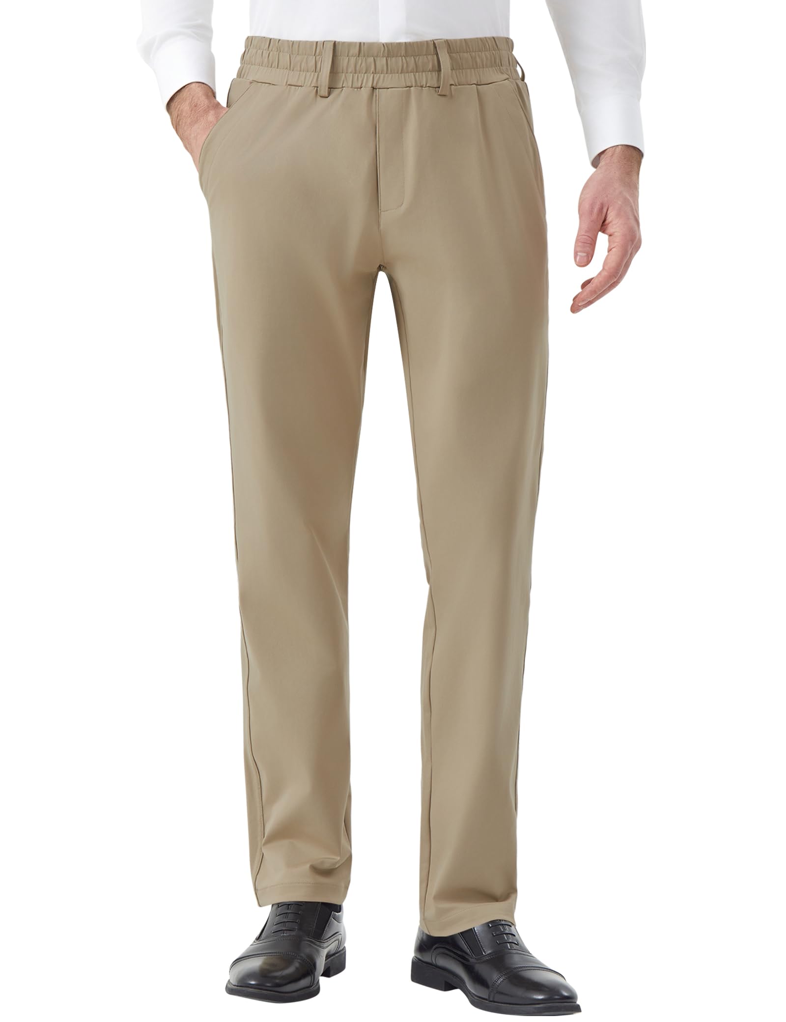 Idtswch Elastic Waist Pants for Senior Men with Magnetic Closure for Business Casual Formal Wear