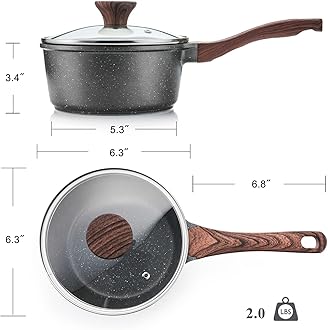 SENSARTE Nonstick Sauce Pan with Lid Saucepan Set, Swiss Granite Coating Sauce Pot Kitchen Cooking Pot, Induction Comptable, Free of Intentionally Added PFOA, 1.5 + 2.5 QT