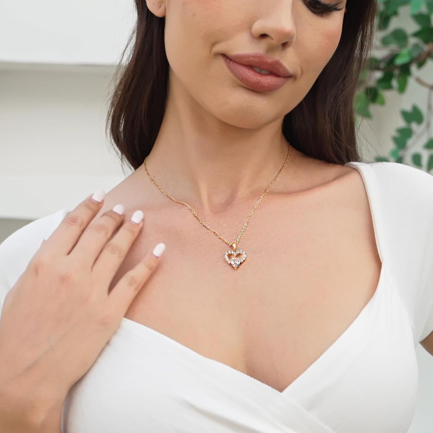 Dainty Gold Necklace for Women, 18K Real Gold Plated Necklace, White Gold Cross Silver Necklace, Cubic Zirconia Necklace, Birthday Gifts for Women Jewelry - Image 3