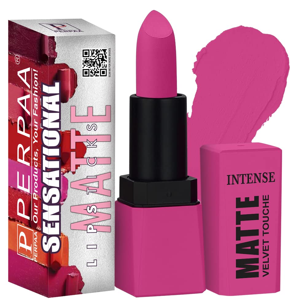 PERPAA® Sensational Matte Lipstick Highly Pigmented with Vitamin E Creamy Matte Lipstick Long Lasting 3.5gm (Perfect Pink)