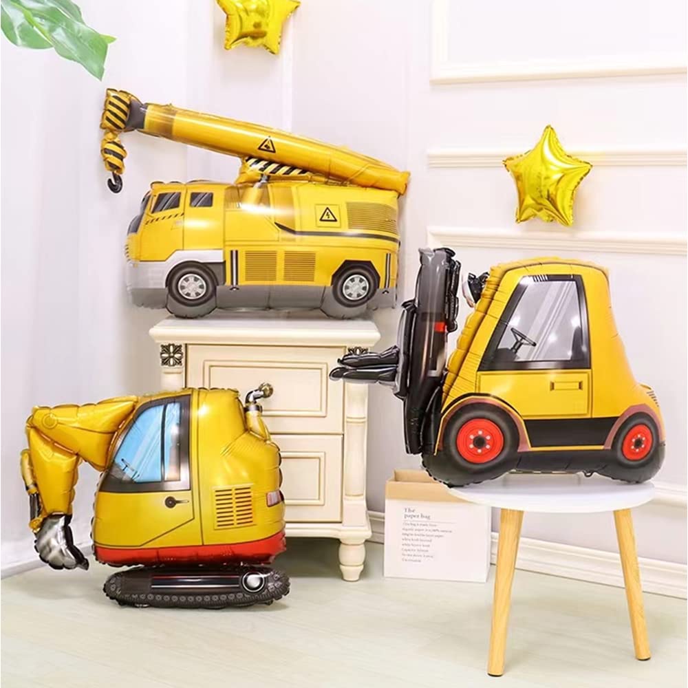 6 stuks bouwvoertuigen decoratie verjaardag graafmachine ballonnen helium, folieballon graafmachine bouwvoertuigen bouwvoertuigen ballonnen, bouwvoertuigen ballonnen, ballondecoratieset