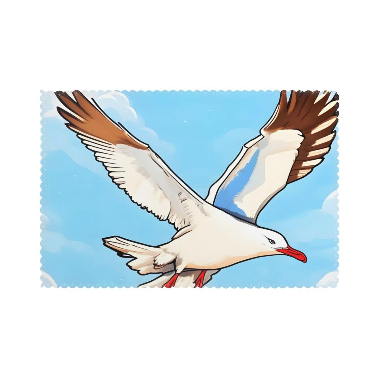 Flying Seagulls Placemat set of 6, oil-proof, washable, suitable for kitchen, restaurant, party, etc.