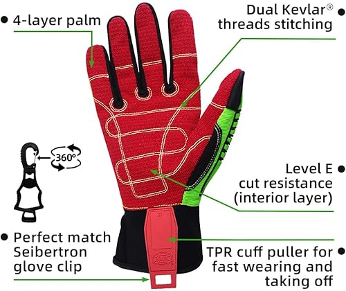 Vista 16 de Seibertron High-VIS SDXW - Guantes de trabajo de seguridad impermeables para condiciones de clima frío y petróleo S