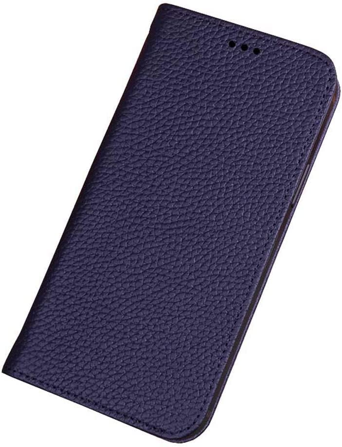 Housse en cuir bleu iPhone 12 Mini protection premium au motif litchi