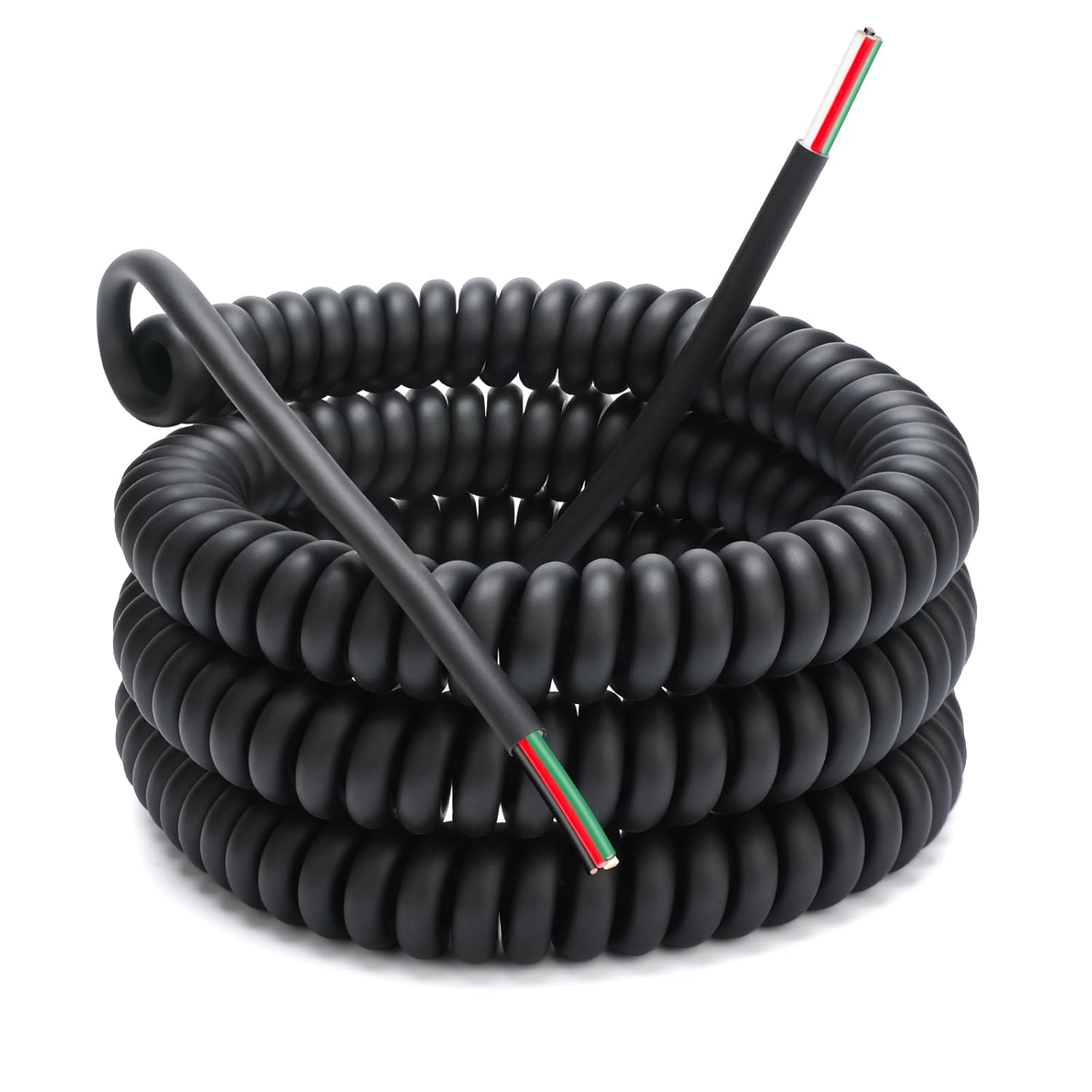 4-20-4 Coil Cord, 4 Conductor Wire, Coiled Extension Cord, 18/4 18AWG 20 Foot Retractable Spring Coil Wire for Industrial/Home Use