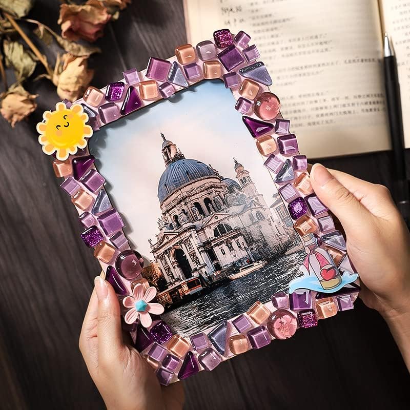 Miniatura 7 de Mini mosaico redondo de jade de 12 pulgada, piezas de mosaico de vidrio Circel de 1.1 libras para manualidades, macetas, jarrones, tazas, decoración