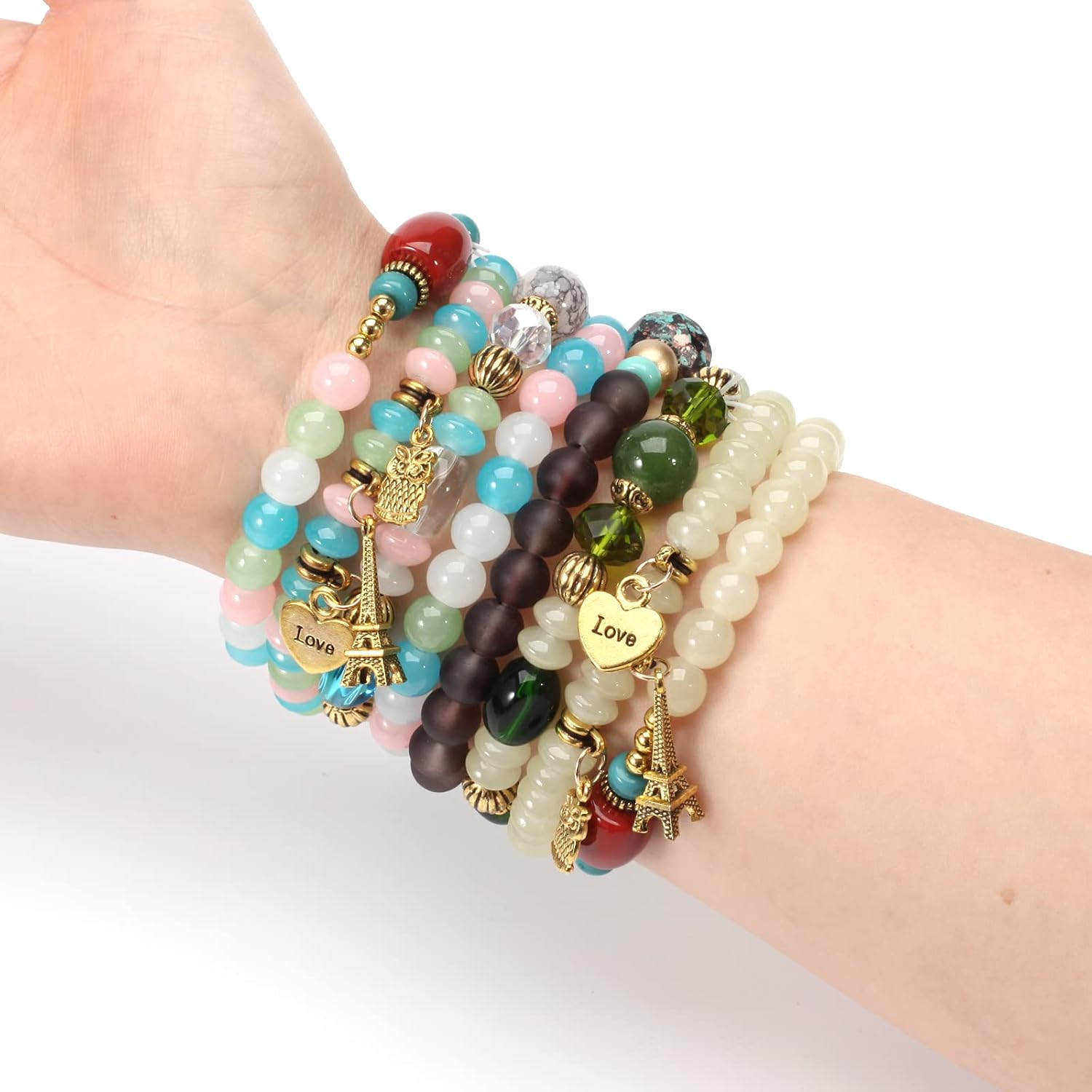 Bracelets Bohe Multilayer Chain Tassel Stackable Charm Stretch Statement Bracelet Set
