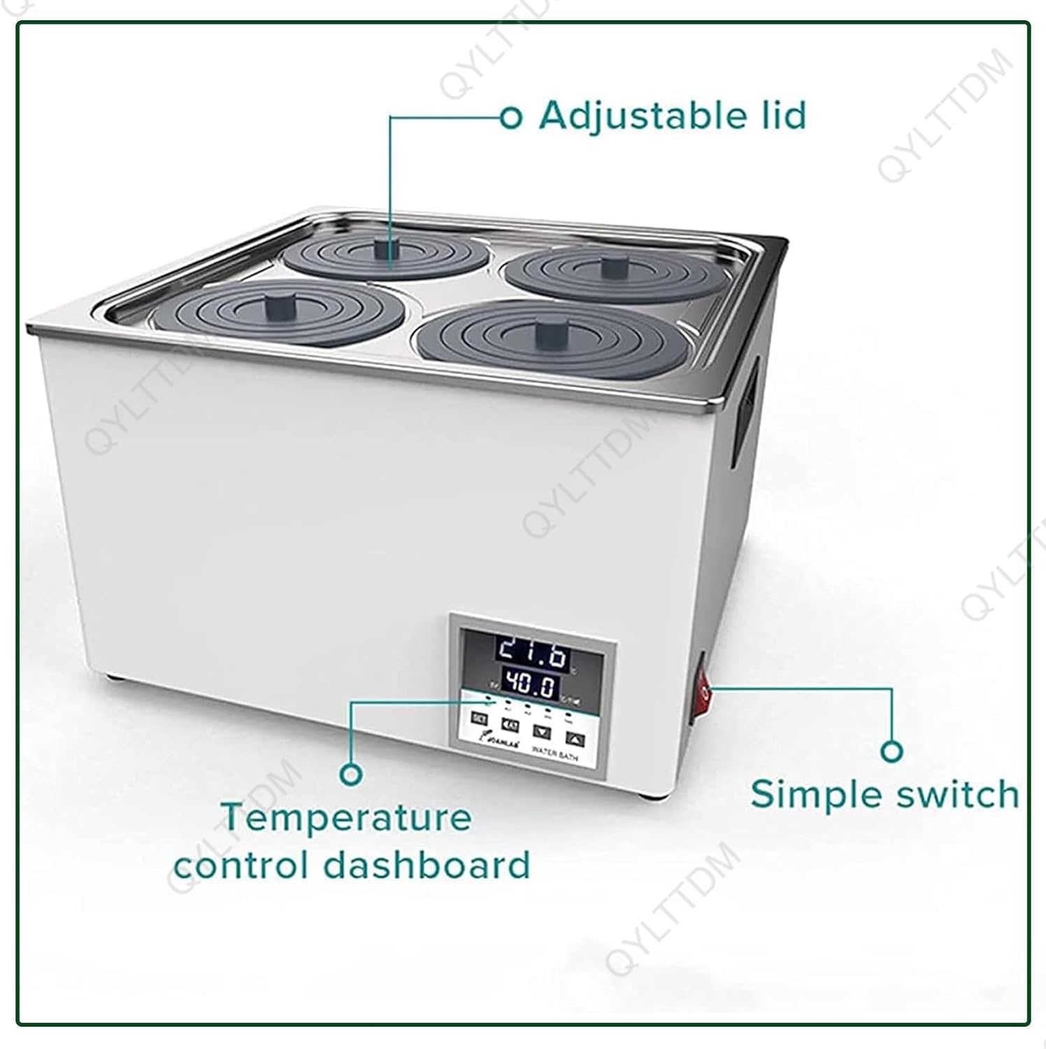 Digital Thermostatic Lab Water Bath, Scientific Heating Thermostatic Lab Water Bath, Electric Water Bath Heater, Exactitud 0.01℃, Thermostatic Water Bath with Digital Display and Protective Cover Lid
