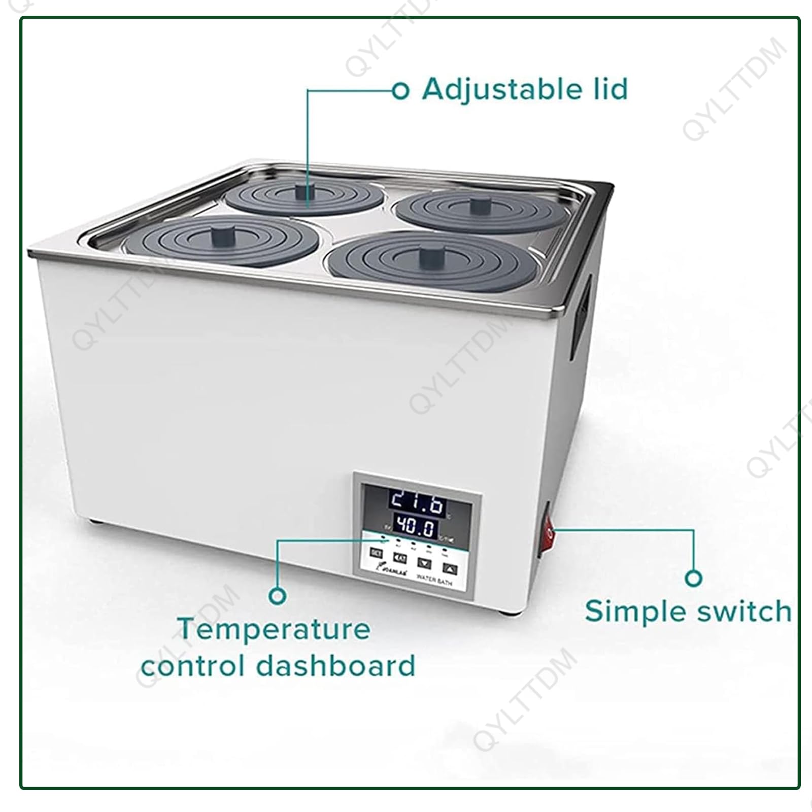 TYH Baño María Digital Científico para Laboratorio, Calentador Eléctrico para Baño María, Baño María Termostático con Pantalla Digital Y Tapa Protectora, Revestimiento De Acero Inoxidable