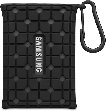 Lacdo Silicone Carrying Case for Samsung T7 Portable SSD 1TB 2TB 4TB 500GB External Solid State Drive, Silicon Protective Cover Sleeve Skin for T7 SSD, Travel Pouch Storage Bag with Carabiner, Black