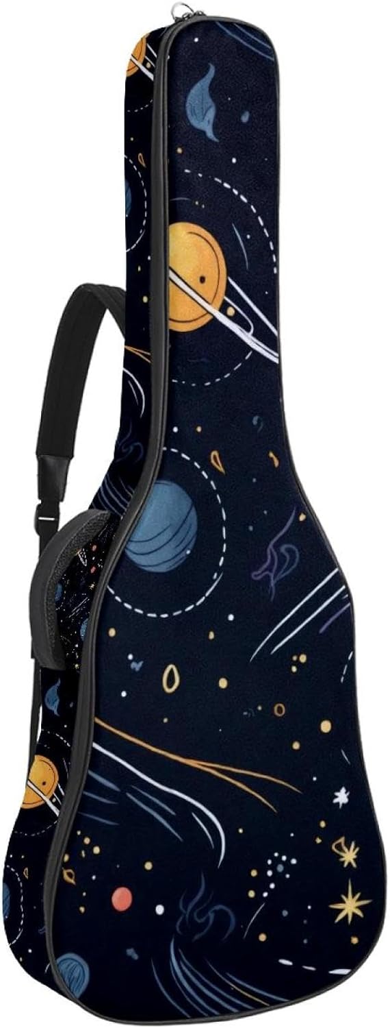 Acoustic Guitar Bag, 40 41 42 Inch Guitar Case Cover Soft Guitar Gig Bag for Acoustic Electric Bass Classical Guitar, Night Sky Planets Comets Constellations