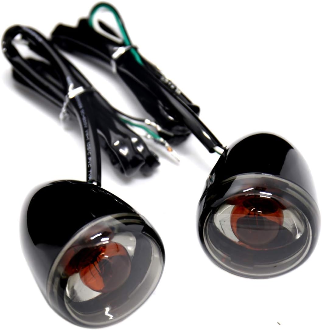 Black Bullet Turn Signals&Bracket for Harley Dyna Softail Fatboy Sportster FXDB