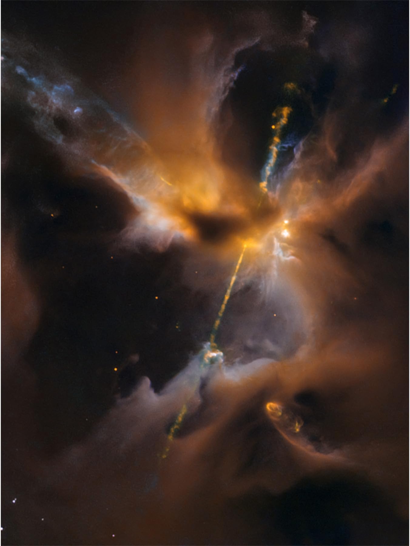 Hubble Space Telescope Image Herbig-Haro Jet HH 24 Celestial Lightsaber In Milky Way Dust And Gas Clouds Birth Star Art Print Canvas Premium Wall Decor Poster Mural