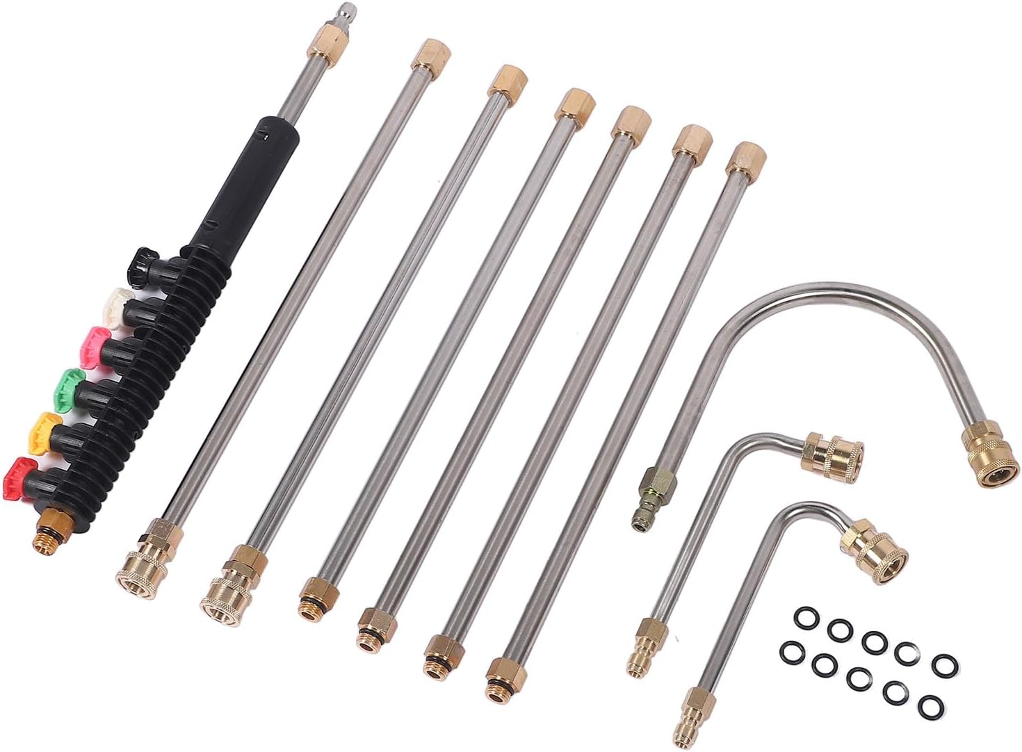 Pressure Washer Extension Wand Kit with 4in Connector Spray Nozzle 30 Degree 90 Degree U Shape Curved Rod Power Washer Lance Dead End Effortlessl Pressure Extension
