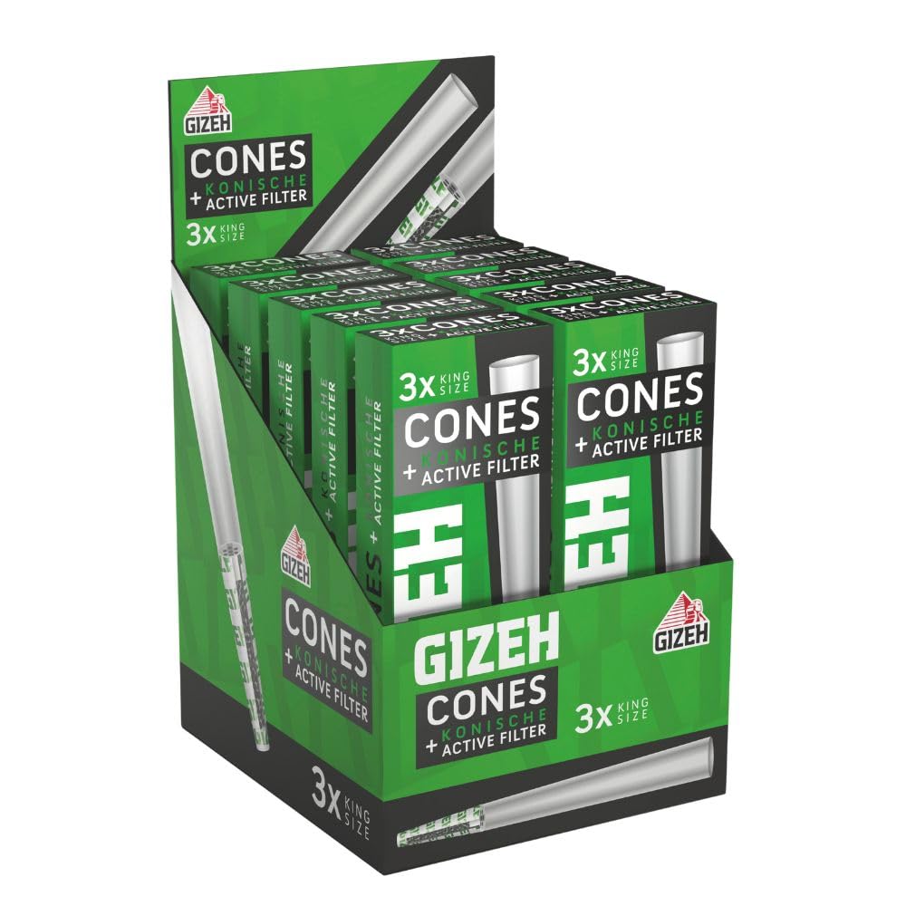 GIZEH BLACK King Size Cones + Aktivkohlefilter – 24 Pack á 3 Cones