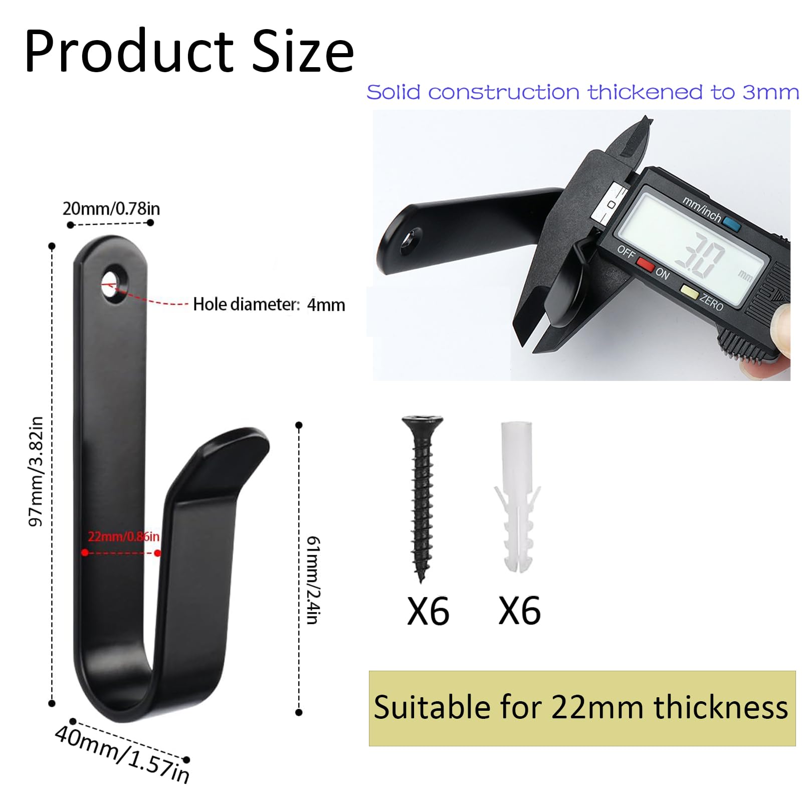 6 Pezzi Supporto da Parete per Snowboard, Appendiabiti da Parete per Snowboard, Snowboard Accessori Gancio Muro, Snowboard Wall Mount, Skateboard Espositore, per Skiboard, Longboard