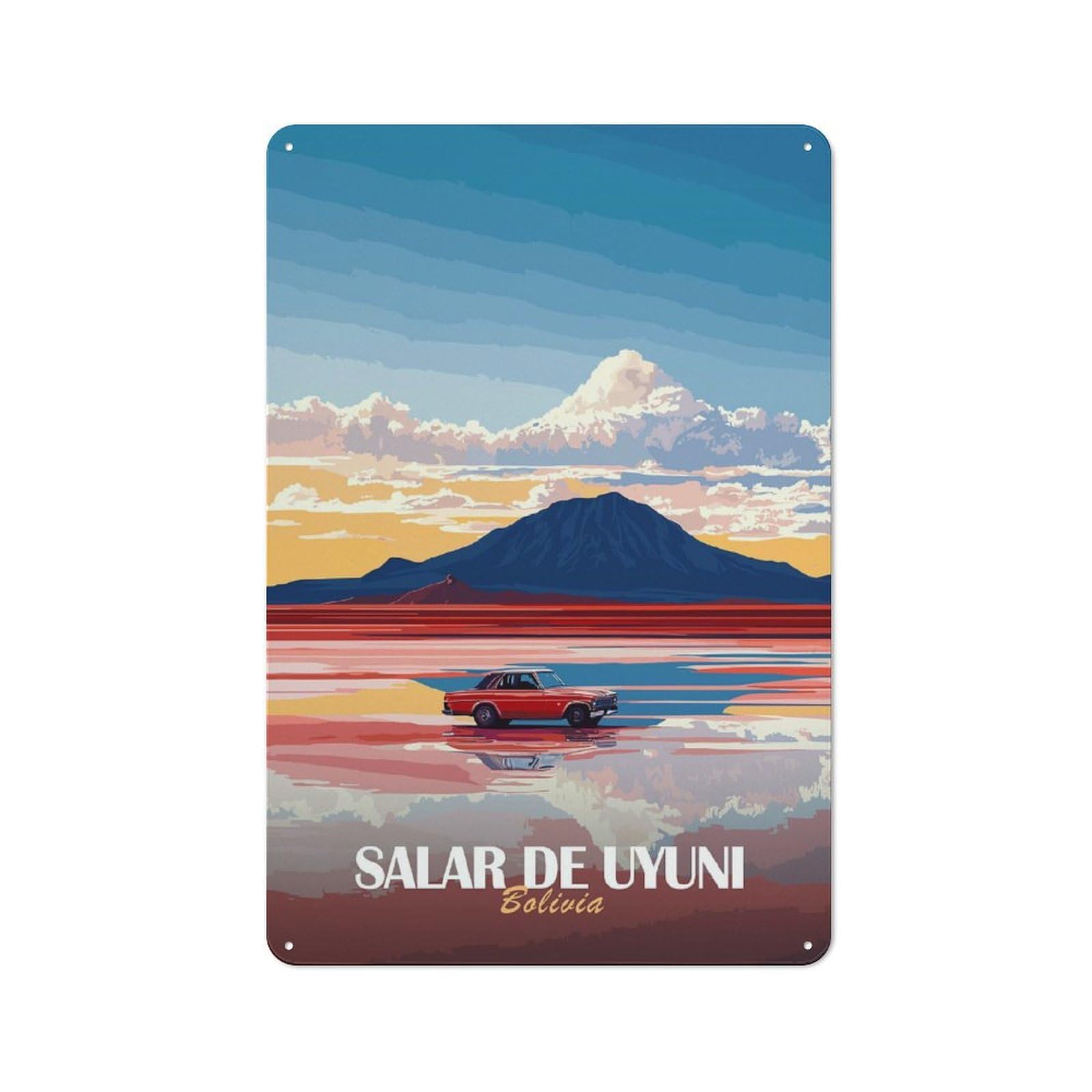 Junmoney Style-20 For Lounge Or Reading Corner, Salar De Uyuni Landscape Vintage Metal Sign 30X20cm, For Collectors Decorating Lounges And Reading Corners