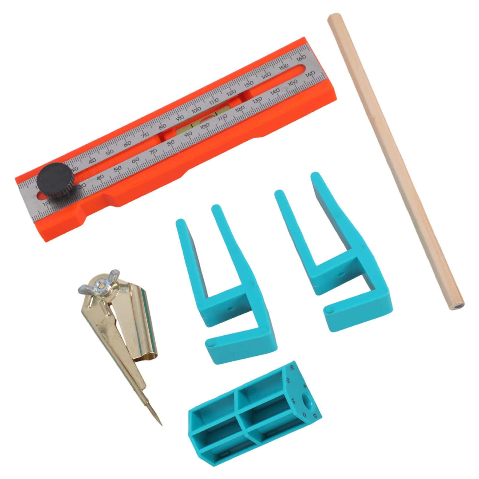 Tertioi Set E Woodworking Marking Ruler Multifunctional Horizontal Bubble Positioning Tool Adjustable With Measuring Furniture Making Angled