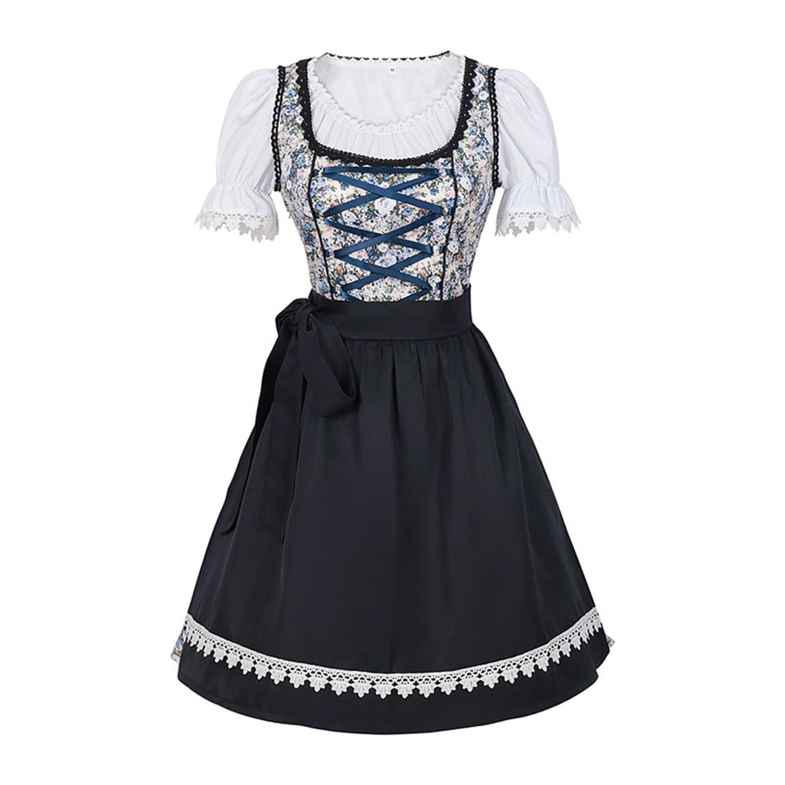 Dirndl Midi Damen Dirndl Bluse Dirndlschürze Dirndlkleid 3 Teilig Trachten Trachtenkleid Oktoberfest Damen Outfit Trachtenmode Ethno Trachtenrock Dirndlkleid Für Karneval Cosplay