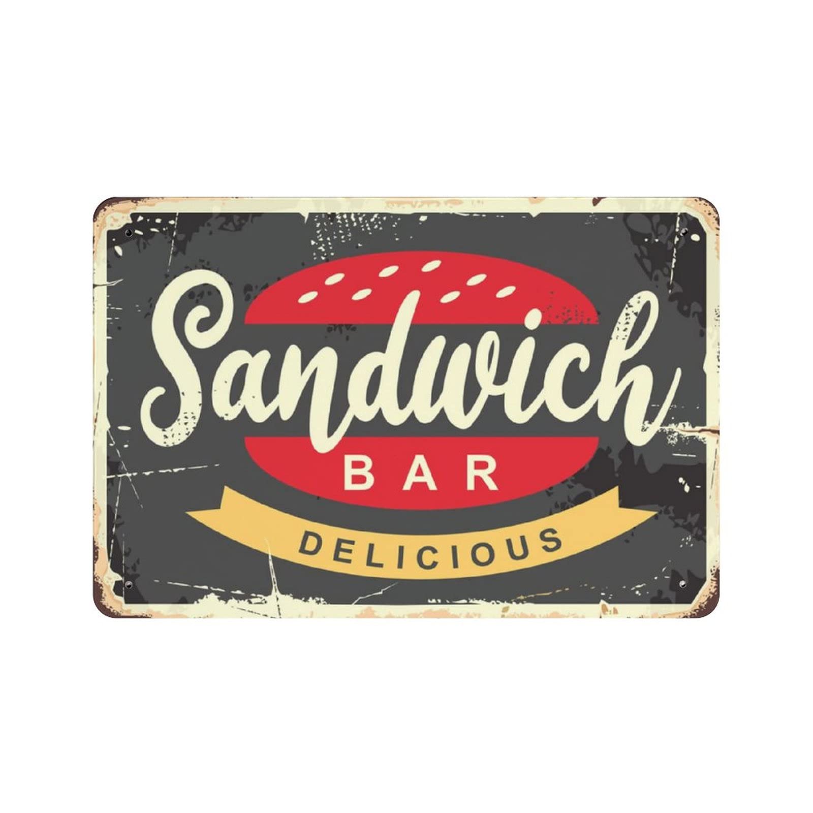 Metal Tin Sign Sandwich Bar Vintage Tin Poster Metal Sign Wall Decoration Country Kitchen Home Garage Decor 8"x12"