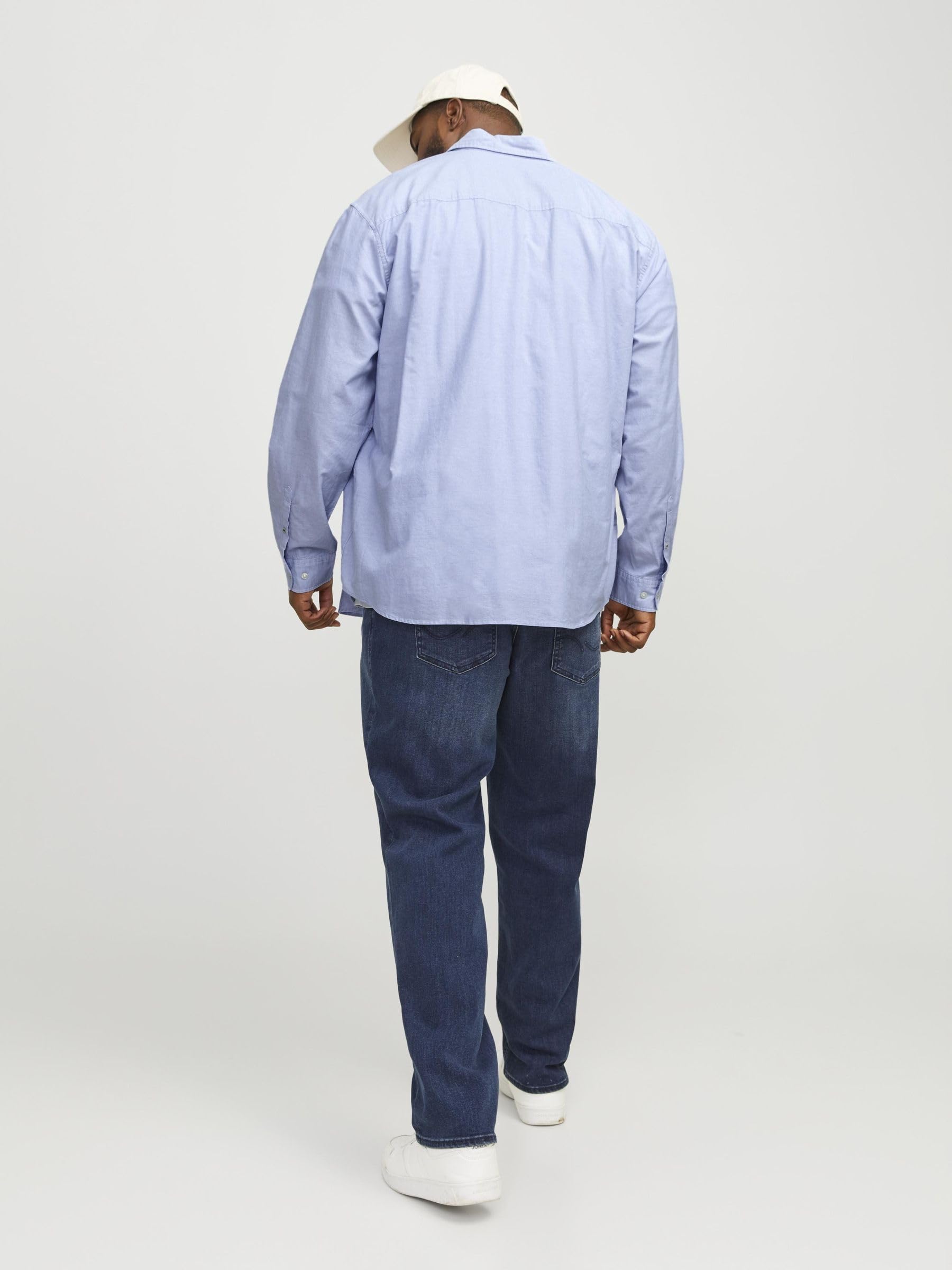 JACK & JONES Camisa de Hombre Talla Grande Color Liso básica Manga Larga Business JJEOXFORD