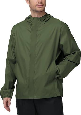 ZITY Men's Waterproof Rain Jacket Lightweight Packable Hooded