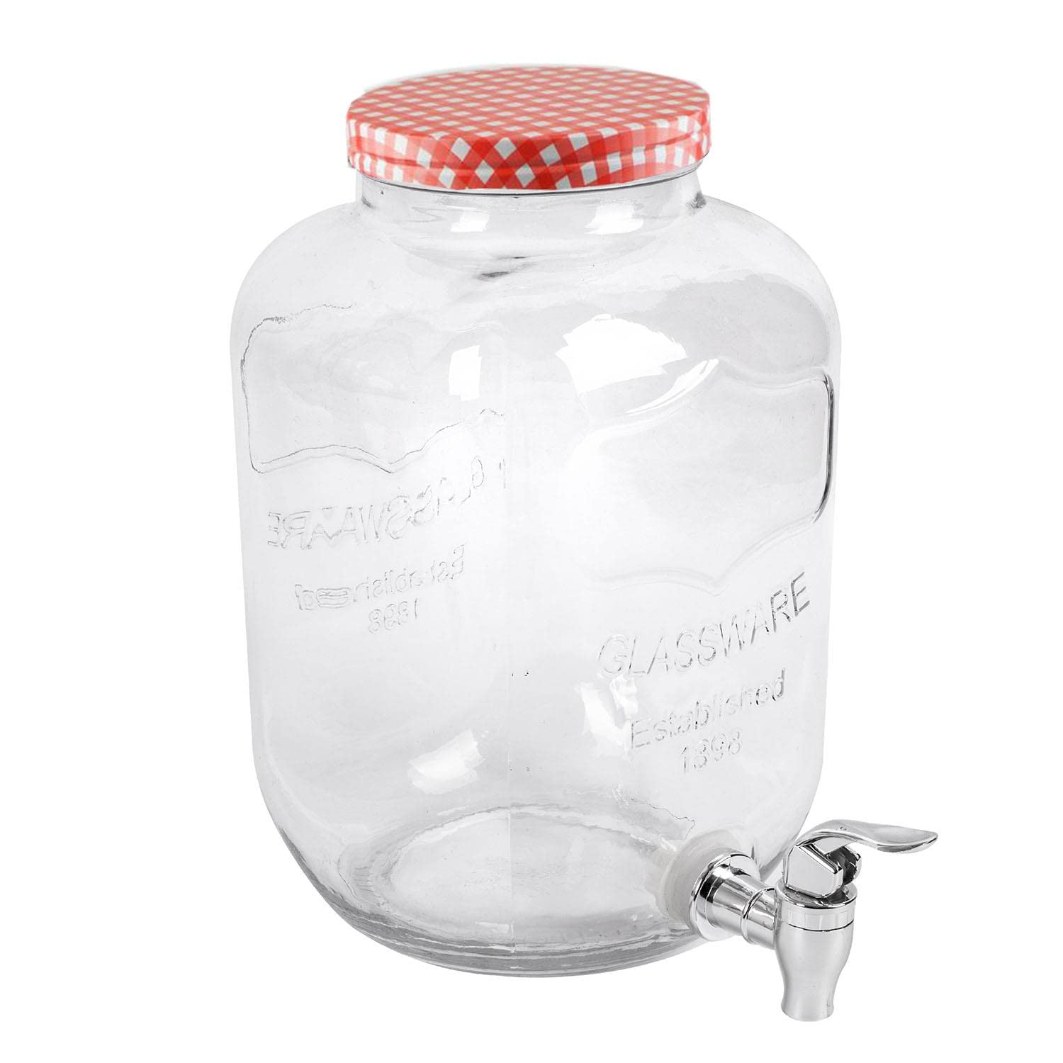 Yöl Red, Green, Blue 5L Glass Drink Dispenser With Tap Summer Home Outdoor Picnic Bbq Cocktail Party