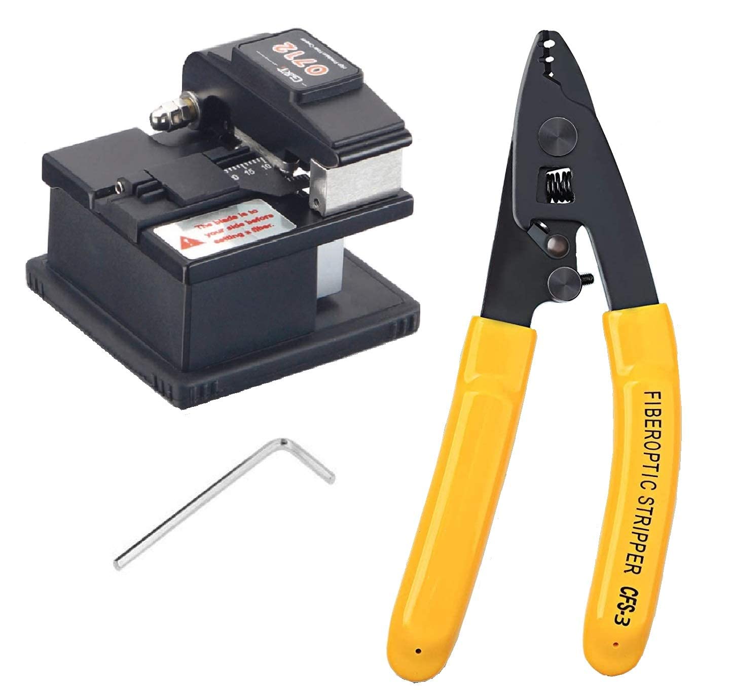 Afflatus High Precision G&T 0712 Mini Type Optical Fiber Cleaver with CFS-3 Fiber Optic Stripping Pliers 3 Holes Fiber Cable Wire Stripper and Cutter