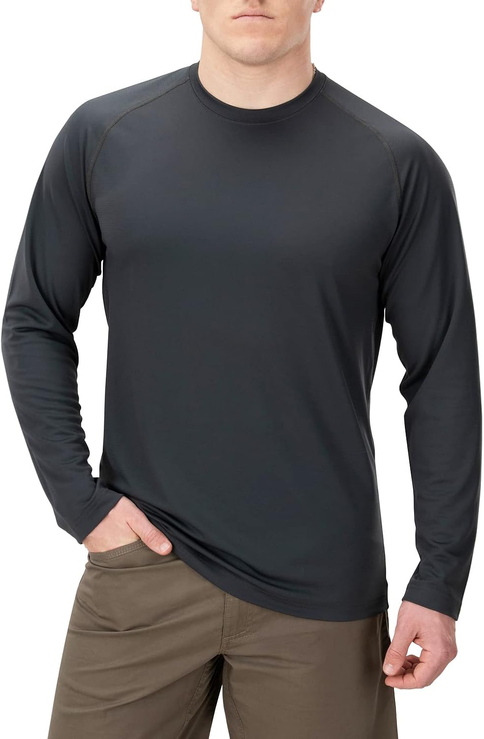 Vertx Mens Long Sleeve Tactical T Shirt, Athletic Workout Hunting Hiking Sport, Pull On Longline Style, Semi Compression Fit