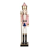 KI Store 120 cm Weihnachten Nussknacker Lebensgr&ouml;&szlig;e Gro&szlig; XXL Holz Nussknacker Figur Weihnachtsdekoration (Rosa K&ouml;nig)