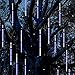 Produktbild Vikdio Meteorschauer Regen Lichter, 50cm 12 Spiralröhren 648 LEDs Wasserdicht Eiszapfen Fallen für Hochzeit Weihnachten Garten Baum Home Decor, Unterstützung 3 Sätze Haken Zusammen (Blau)