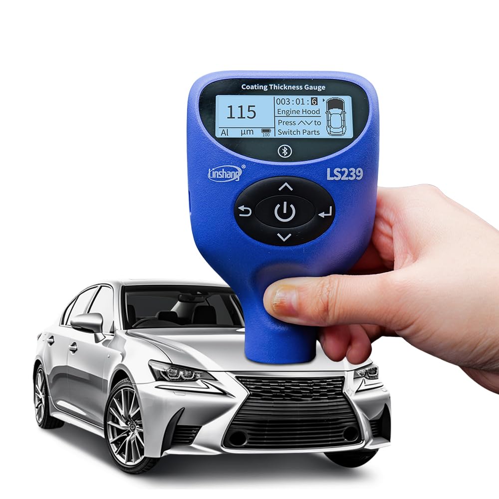 LS239 Professioneller Beschichtungsdickenmessgerät 0,0–5000 μm, Upgrade-Autolacktester, Dreifarben-Display, hochpräziser Lackmesser