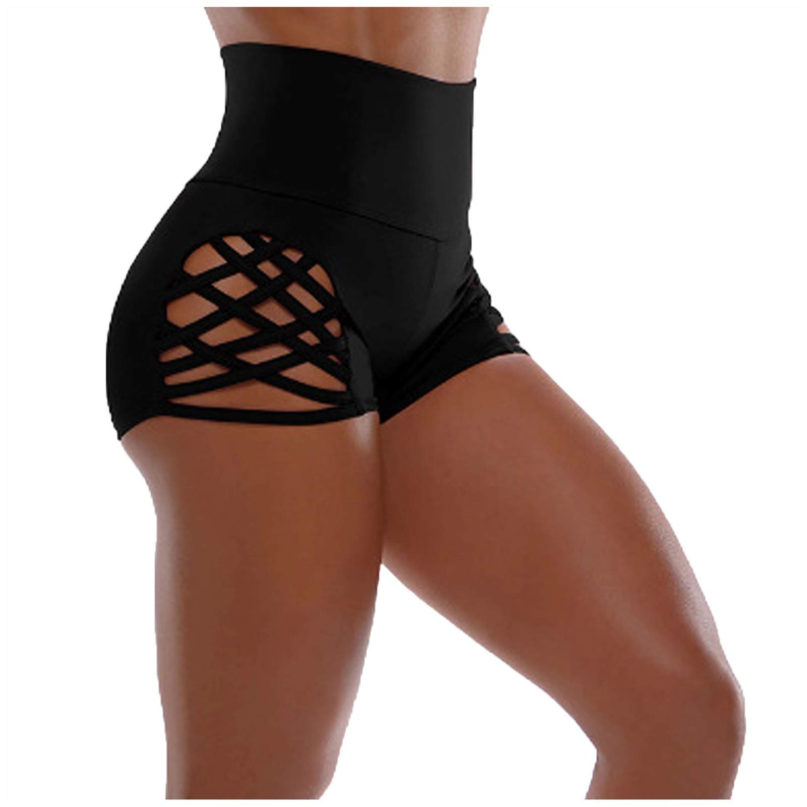 Pantalón corto Pole Dance para mujer sexy de talle alto con cortes cruzados laterales cortos deportivos para mujer o ciclista con Butt Lift Transpirable Short Running Mujer Opaco Pantalones cortos de