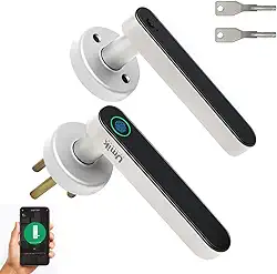 Fechadura Inteligente com Impressão Digital - Fechadura Biométrica - Maçaneta de Porta de Impressão-Suporta Senha Morse, APP Tuya e Chave Mecânica - Adequada Para Residências e Hotéis(prata)