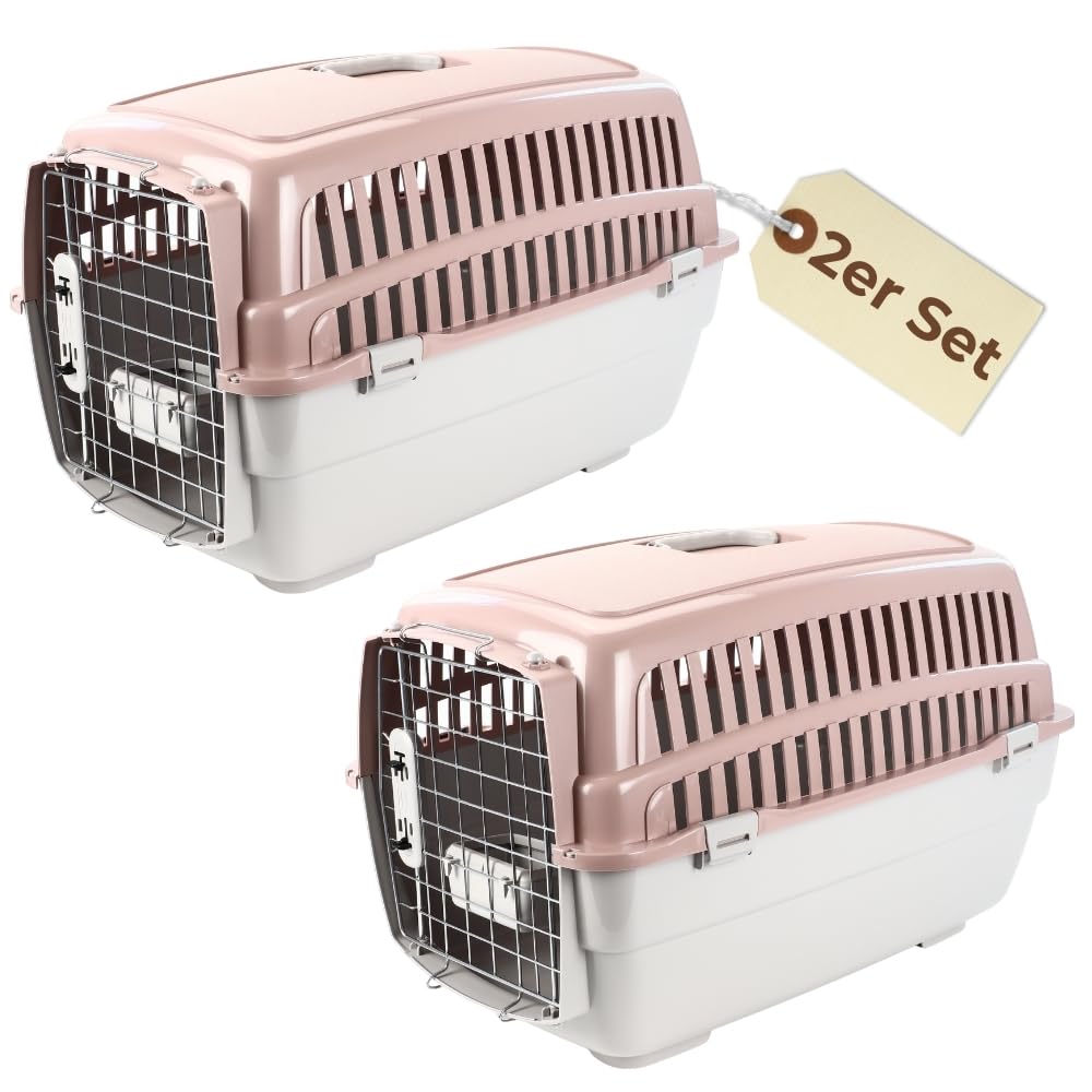 2er Set Transportbox IATA Flugbox Flugzeug Hundebox Hunde Transportbox Hund für 2 Tiertransportbox Hundetransportbox Gr. L