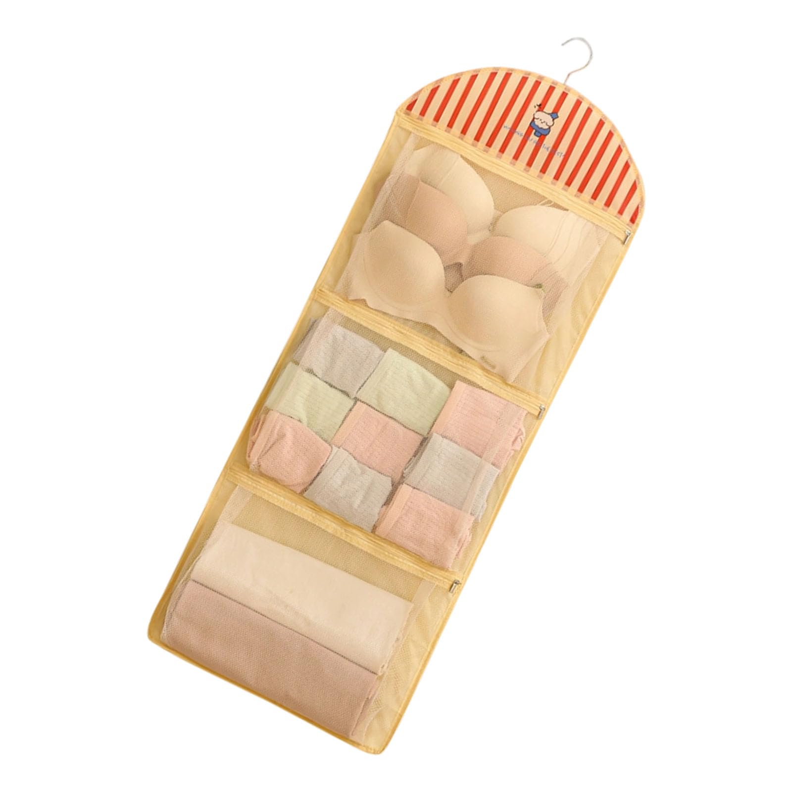 Yhplxyuus Meshes Underwear Organizers Hanging Closet Storage Bag with Multi Layer Compartments for Dormitory Space Saving Multi Layer Underwear Organizers