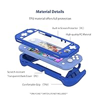 Vista 5 de FIWWAT Protective Case for Nintendo Switch Lite, with Detachable TPU+Built-in PC Screen Protector & 2 x Thumb Grip Caps