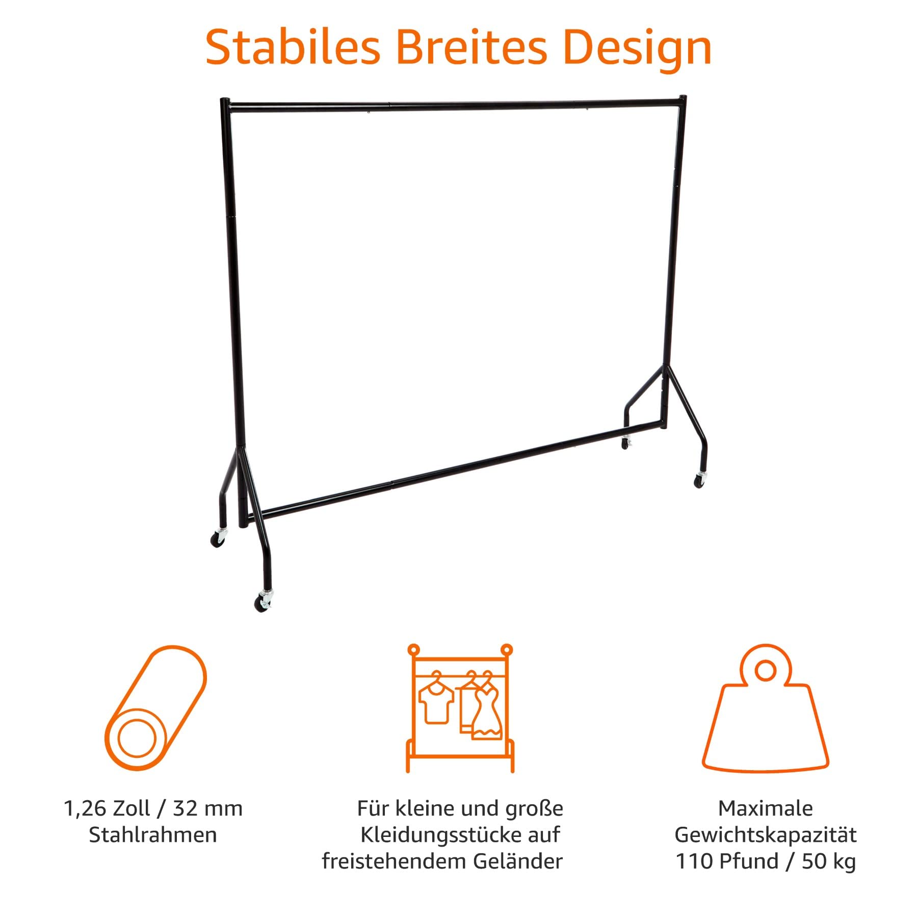 Amazon Basics Kleiderständer, 1,82 x 1,52 m, Schwarz