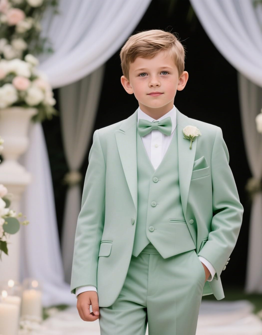 Jungenanzug, Smoking, formelle Seite, 3-teilig, für Hochzeit, Abschlussball, einfarbig, 3–16 Jahre