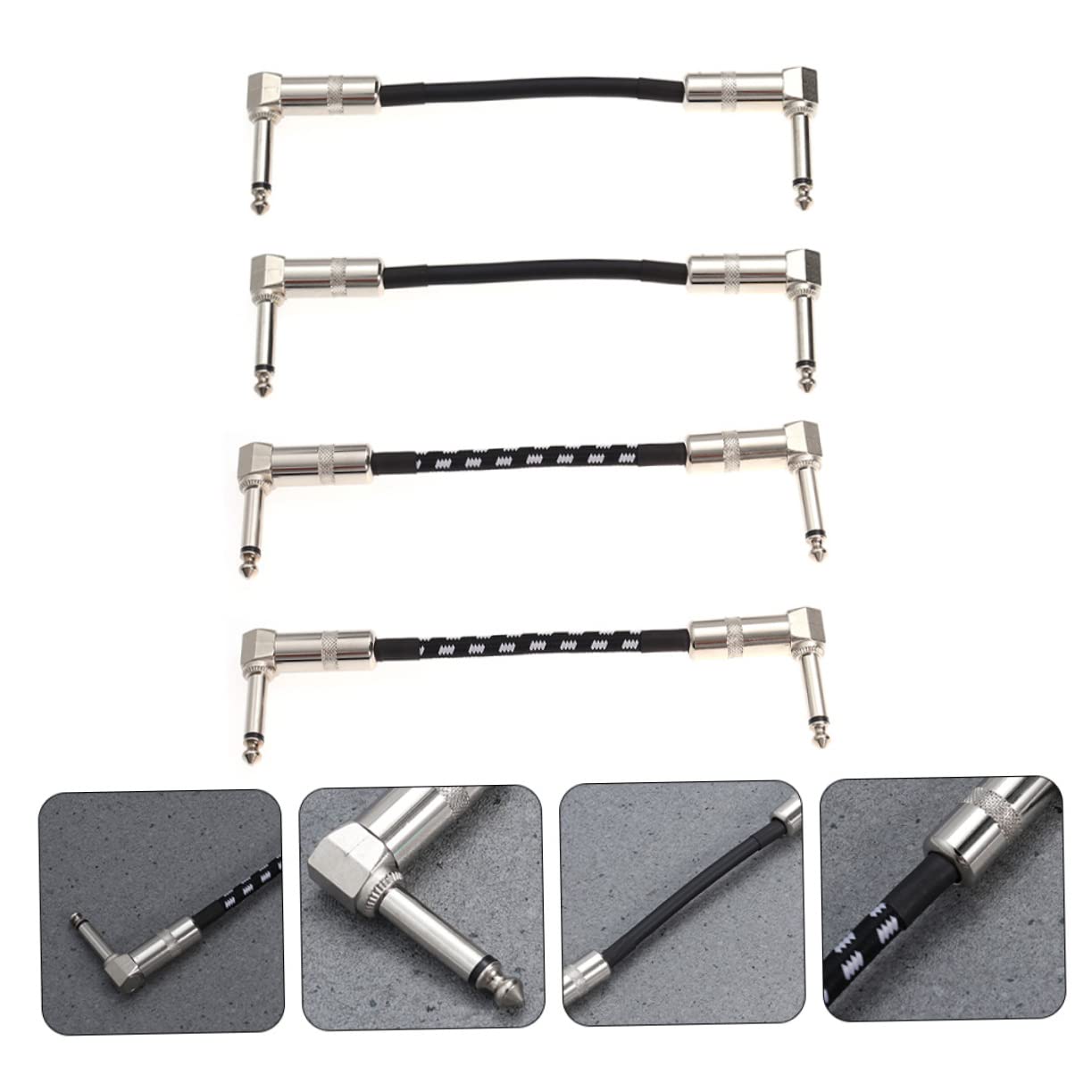 Beaupretty Cable de Guitarra Eléctrica 4 Unidades Cable de Instrumento Profesional Conectores Seguros y Flexibles para Guitarra Folk