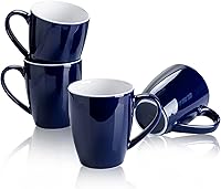 Vista 12 de Sweese Tazas de café de porcelana – 16 onzas (arriba al borde) para café, latte, té, cacao, juego de 4, blanco
