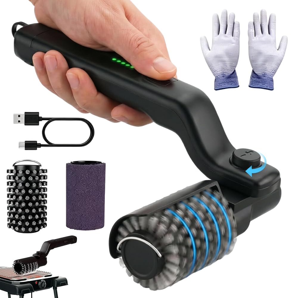 KQWVZ Electric Grill Brush, Cordless Rechargeable Bbq Cleaning Brush with 2 Heads, 3-Speed Power, 2600mAh Electric Grill Cleaner with Adjustable Angle, Usage Time 100 Minute,Waterproof Cleaner for BBQ