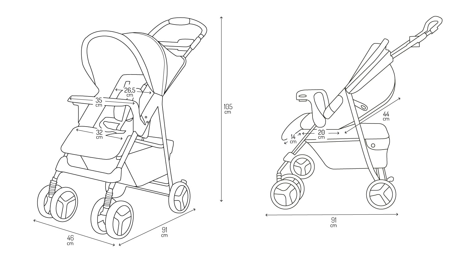 Poussette MoMi ISLA 6 mois 15 kg harnais 5 points panier couvre-pieds porte-gobelet plateau goûter sac couches