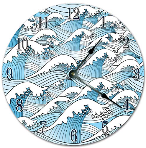Reloj de Pared Grande 10.5 Pulgadas Olas del Océano miniatura 1