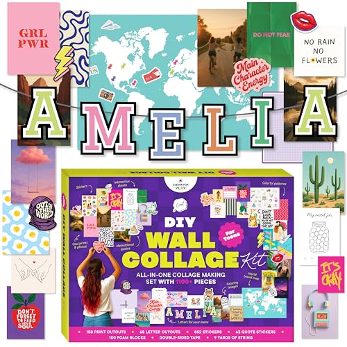 Clever Fox Play DIY Wall Collage Kit for Teen Girls Ages 10 11 12 13 14 – Art & Craft Make Your Own Collage with Cutouts, Stickers, Journaling Pages & Coloring Pages - Teen & Tween Trendy Stuff Gifts