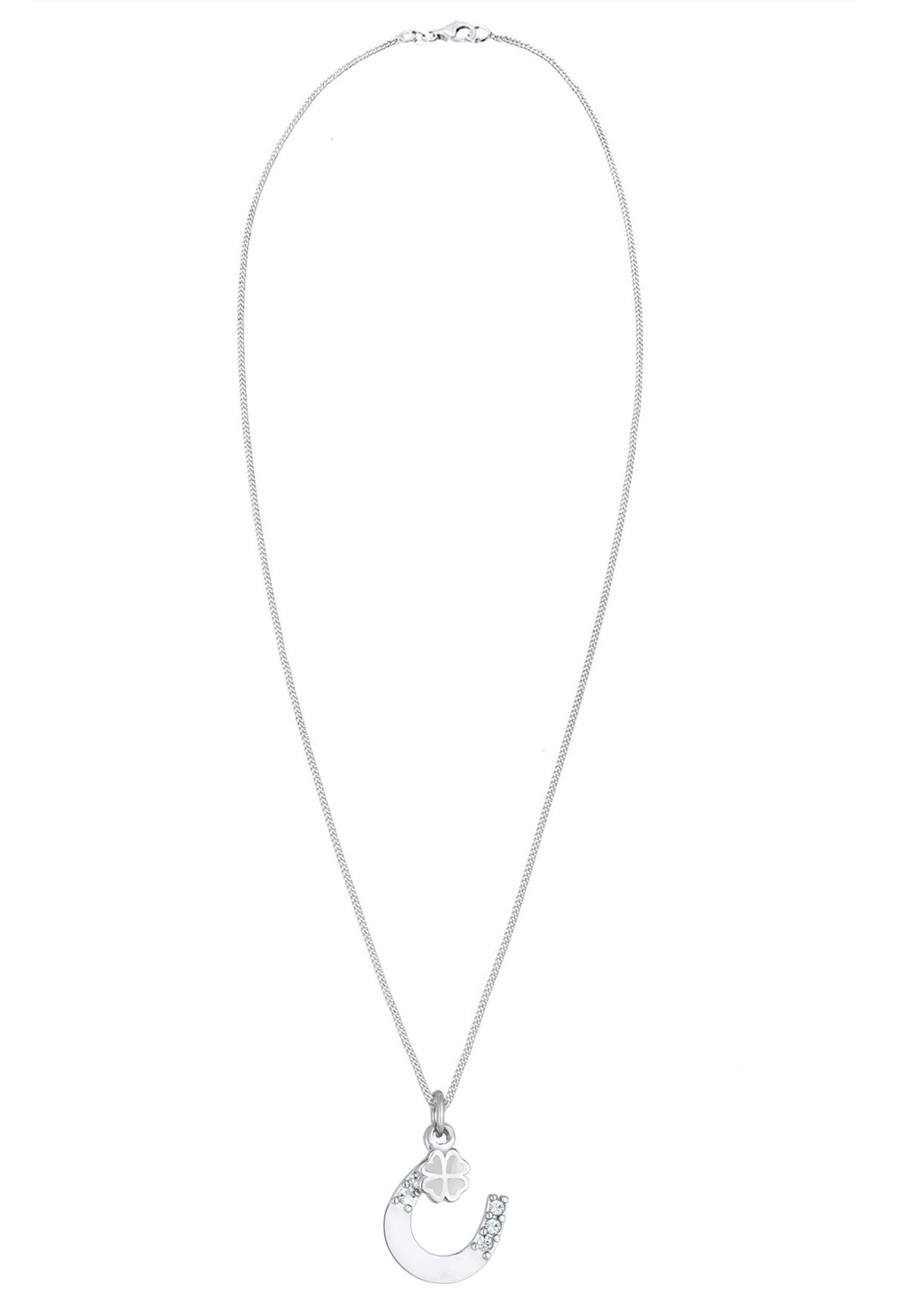 Elli Halskette Damen Anhänger Hufeisen Kleeblatt mit Kristallen 925 Silber