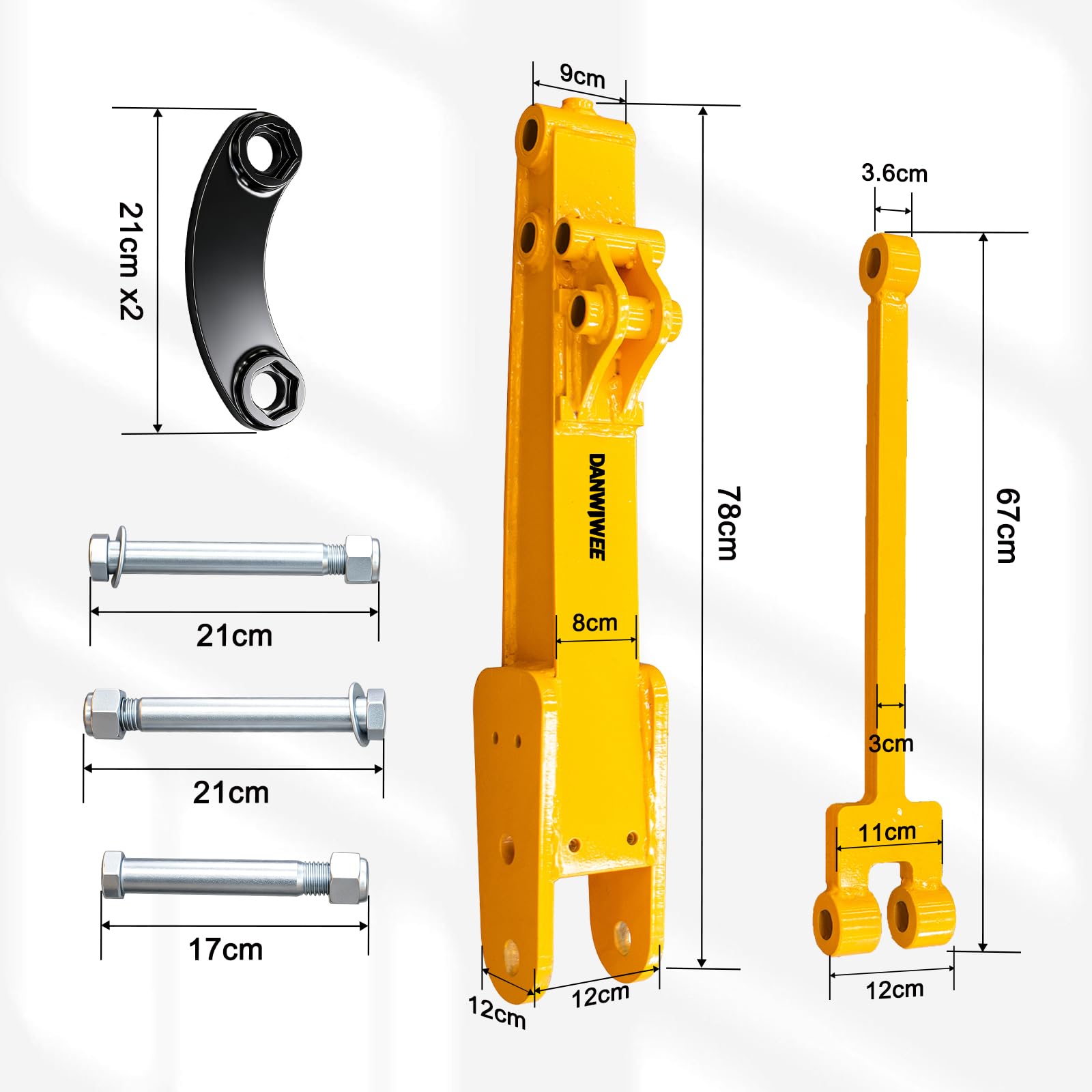 Braccio di prolunga per mini escavatore, 76,2 cm, per escavatore da 0,8-2T, cambio rapido, braccio lungo raggio, 6 mm, in acciaio completamente saldato, prolunga per costruzione di scavi
