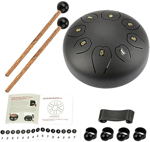 Instrumentos Musicales para adultos, tambor de lengua de acero, 1 juego de instrumentos de percusión de loto, tambor de mano con mazos de tambor